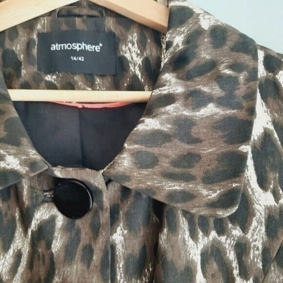 ATMOSPHERE \ NWOT Leopard Print Cotton  Button Down Blazer Jacket Sz L - Picture 7 of 13